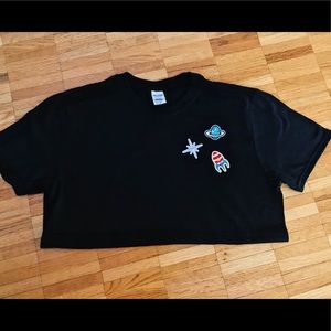 Custom designed black T-shirt with a cute icon